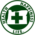 Oregon Health, Happiness, Life Cross Medicinal Marijuana Round Auto Decal